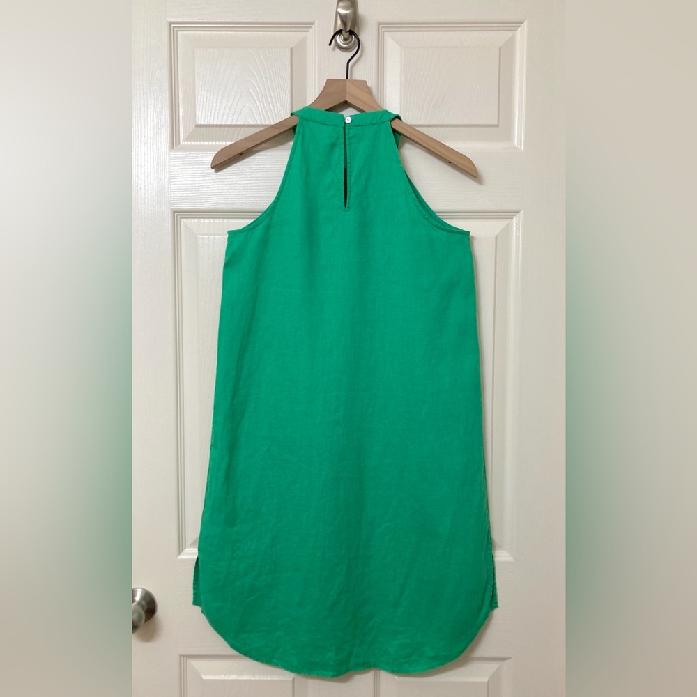Sigrid Olsen Women’s Linen Kelly Green Halter Neck Mini Shift Dress XS Vacation - Picture 4 of 8
